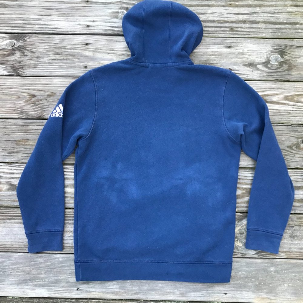 Adidas Men Hood Pull Over Jacket Blue THUNDER FOOT - Picture 3 of 7